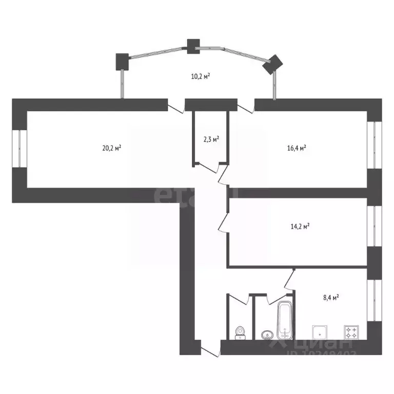3-к кв. Башкортостан, Уфа Колгуевский мкр, ул. Габдуллы Амантая, 4/1 ... - Фото 2