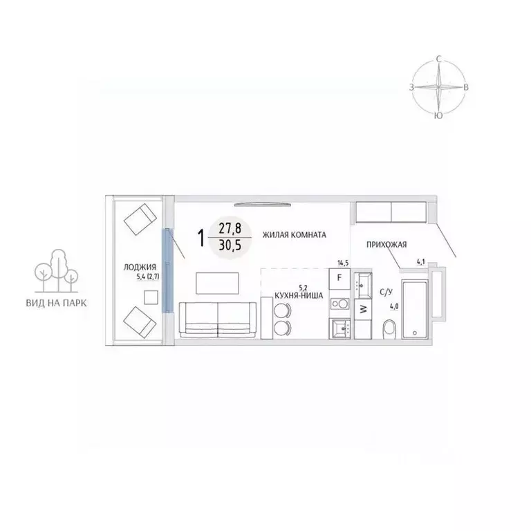 Студия Крым, Керчь ул. Комарова, 86/13 (30.5 м) - Фото 1