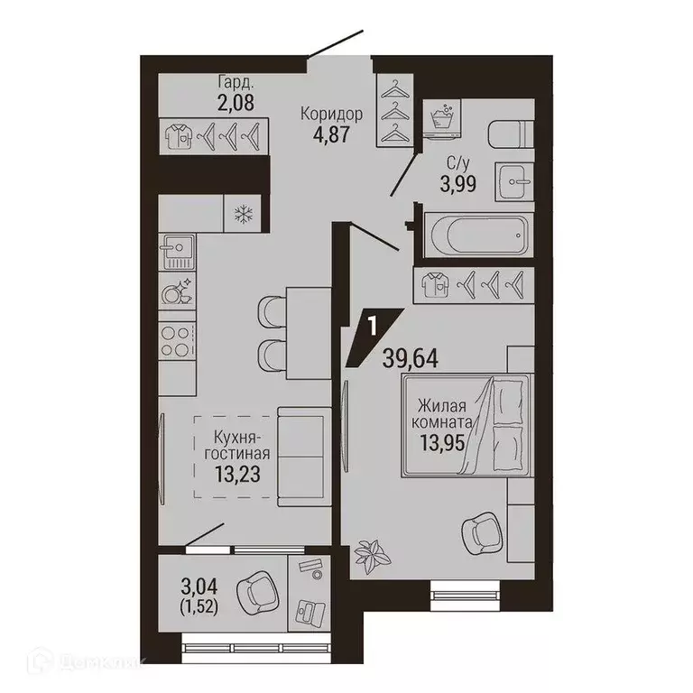 Продаётся 1-к квартира, 39.6 м - Фото 0