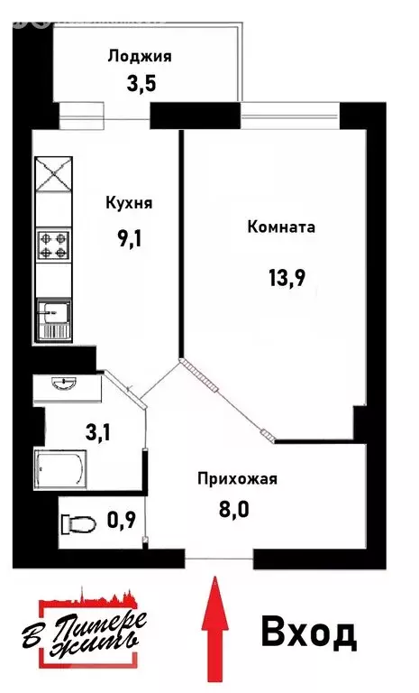 1-комнатная квартира: Санкт-Петербург, улица Есенина, 1к1 (36.3 м) - Фото 2
