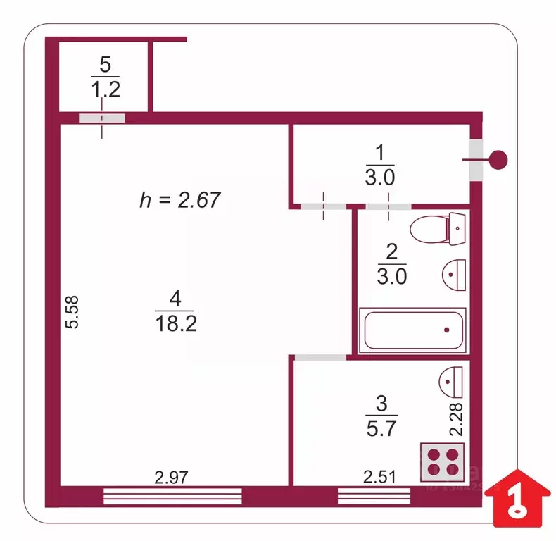 1-к кв. Омская область, Омск Городок Нефтяников мкр, ул. Андрианова, ... - Фото 1