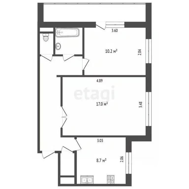 2-к кв. Омская область, Омск ул. Рокоссовского, 28 (51.5 м) - Фото 0