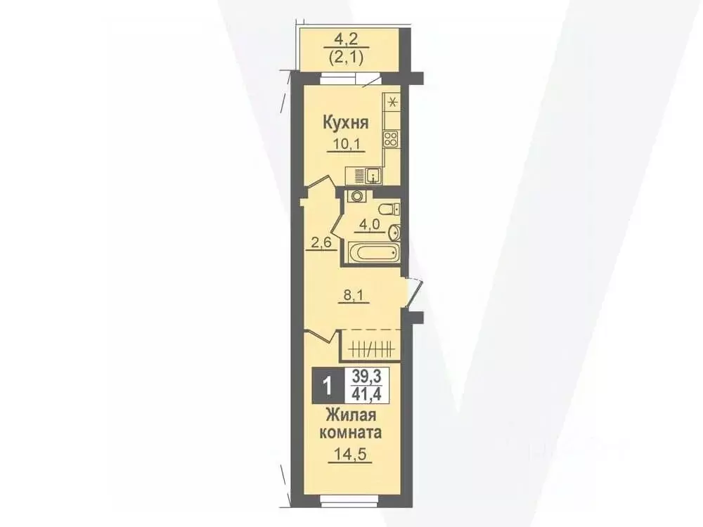 1-к кв. Новосибирская область, Кольцово рп, 5-й мкр  (41.4 м) - Фото 0