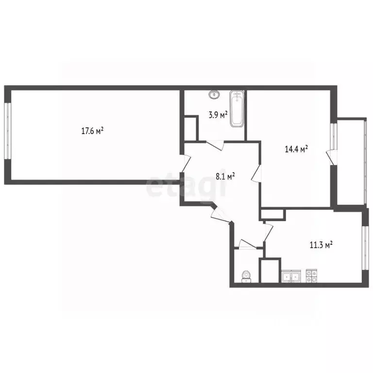 2-к кв. Санкт-Петербург ул. Русановская, 19к2 (57.1 м) - Фото 2