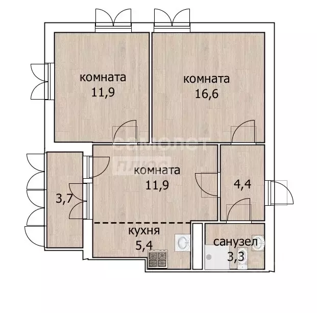 3-к кв. Башкортостан, Уфа ул. Летчиков, 2Б (53.5 м) - Фото 2