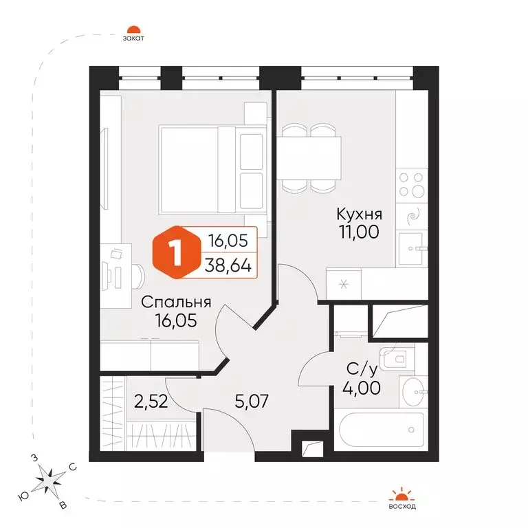 1-комнатная квартира: посёлок городского типа Некрасовский, Заводская ... - Фото 2