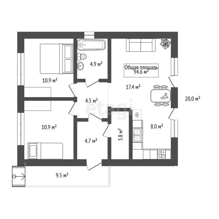 Дом в Новосибирский район, Верх-Тулинский сельсовет, экопосёлок-парк ... - Фото 1