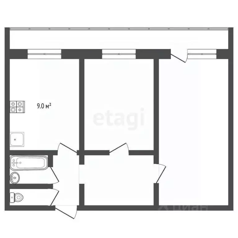 2-к кв. Владимирская область, Муром ул. Серова, 38 (51.7 м) - Фото 2