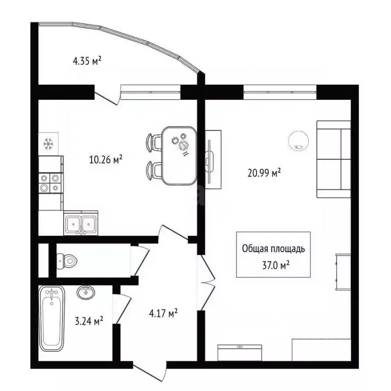 1-к кв. Новосибирская область, Новосибирск Горский мкр, 84 (37.0 м) - Фото 2