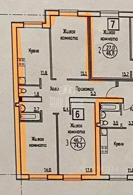 3-к кв. Калужская область, Калуга ул. Петра Тарасова, 41 (74.3 м) - Фото 1