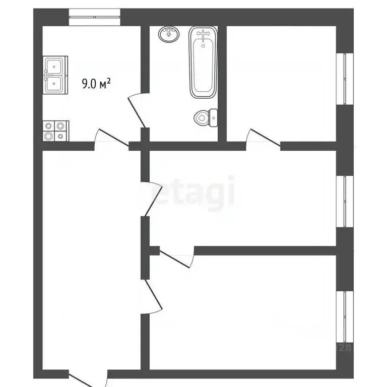 3-к кв. Владимирская область, Муром с. Молотицы, ул. Гагарина, 28 ... - Фото 2