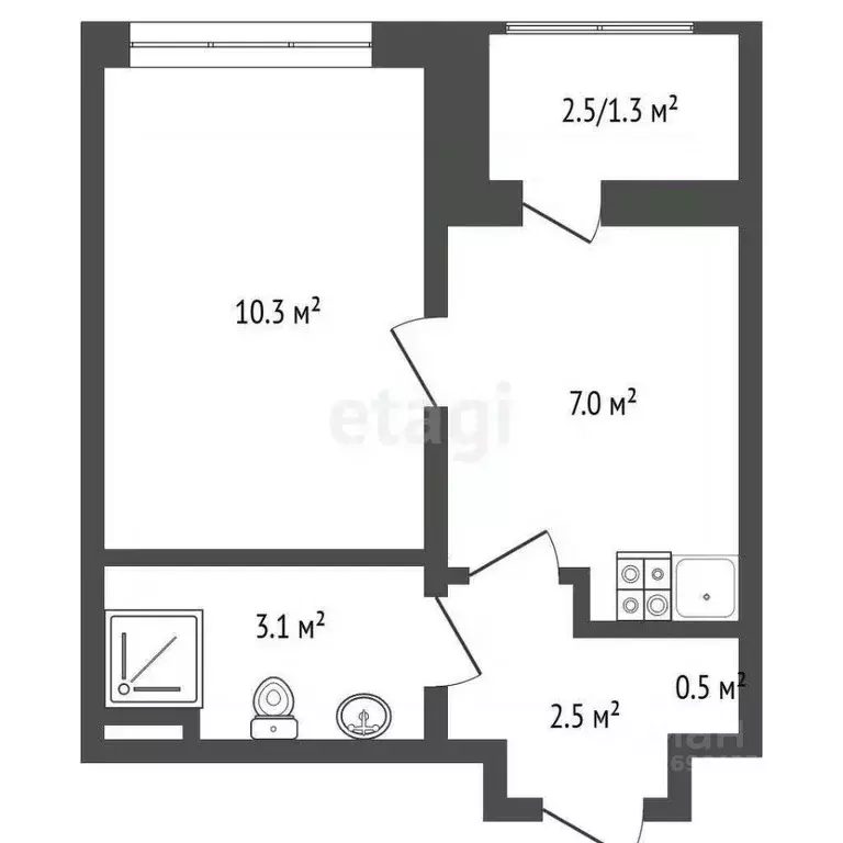 1-к кв. Московская область, Люберцы ул. Рождественская, 12 (23.1 м) - Фото 2