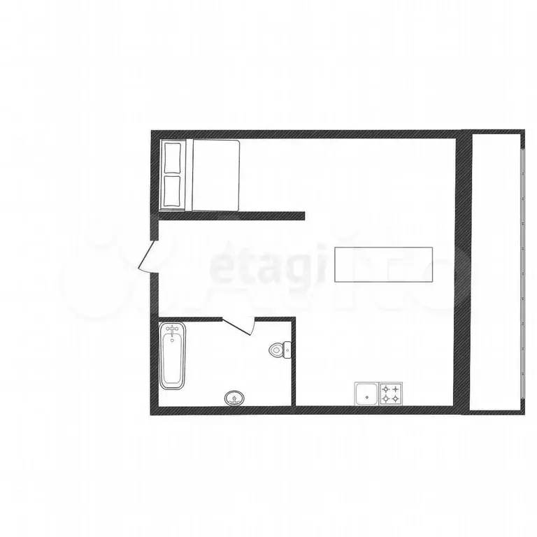 Квартира-студия, 43 м, 9/9 эт. - Фото 0