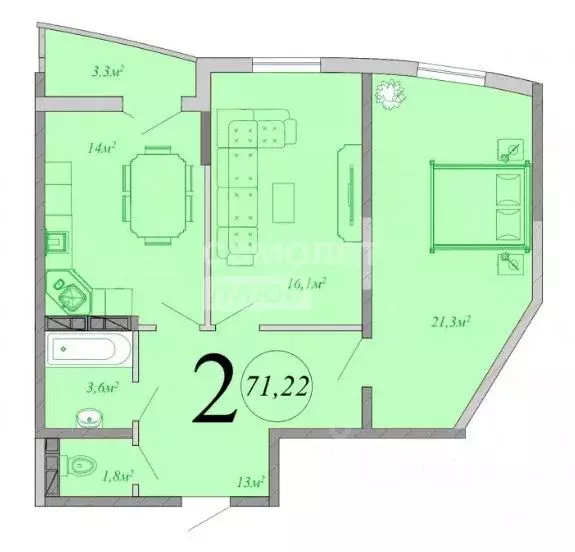 2-к кв. Краснодарский край, Краснодар Черемушки мкр, ул. Вишняковой, ... - Фото 2