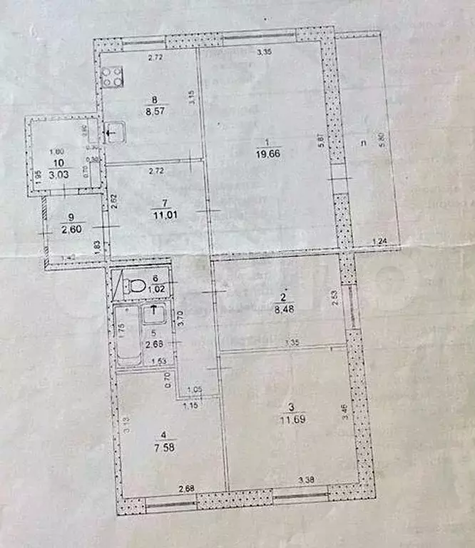 4-к. квартира, 76,3 м, 3/9 эт. - Фото 0