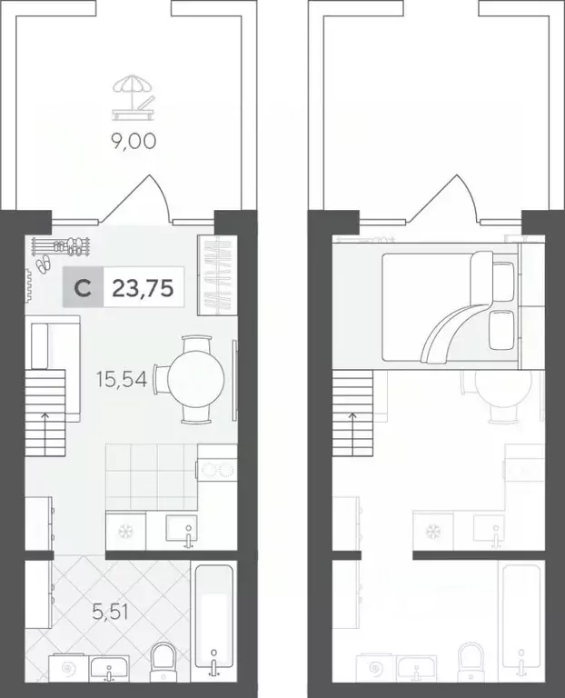 Студия Тюменская область, Тюменский район, д. Падерина ул. Сергея ... - Фото 1