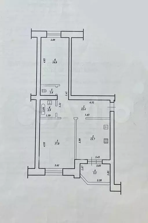 2-к. квартира, 64 м, 5/6 эт. - Фото 0