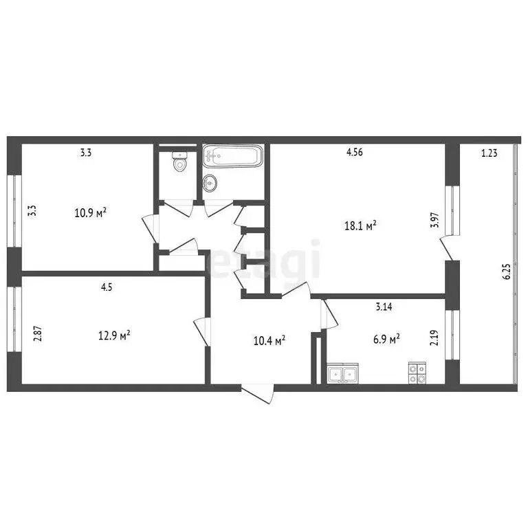 3-комнатная квартира: Череповец, Любецкая улица, 49 (64.1 м) - Фото 0