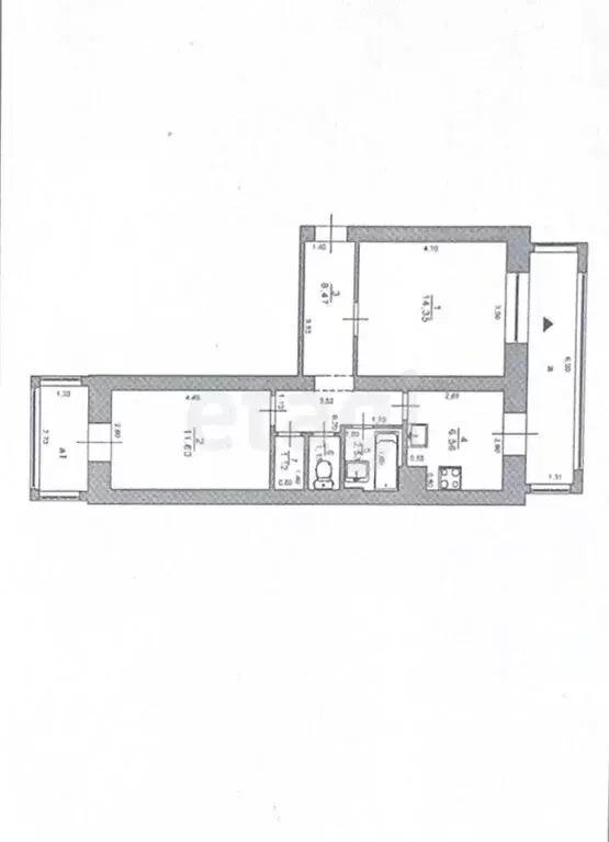 2-комнатная квартира: Ульяновск, Октябрьский переулок, 12 (45.8 м) - Фото 1