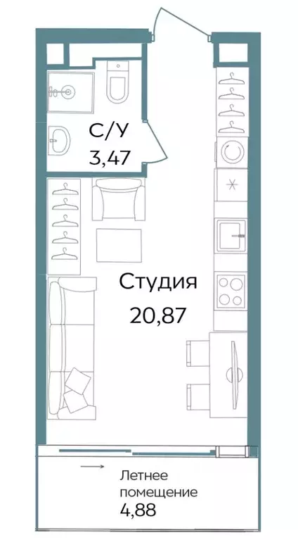 Студия Крым, Саки ул. Морская (29.22 м) - Фото 0