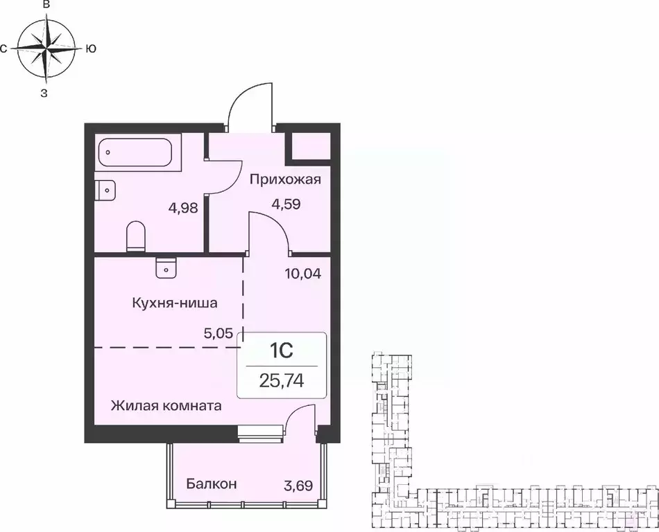 Студия Ленинградская область, Всеволожский район, Заневское городское ... - Фото 1