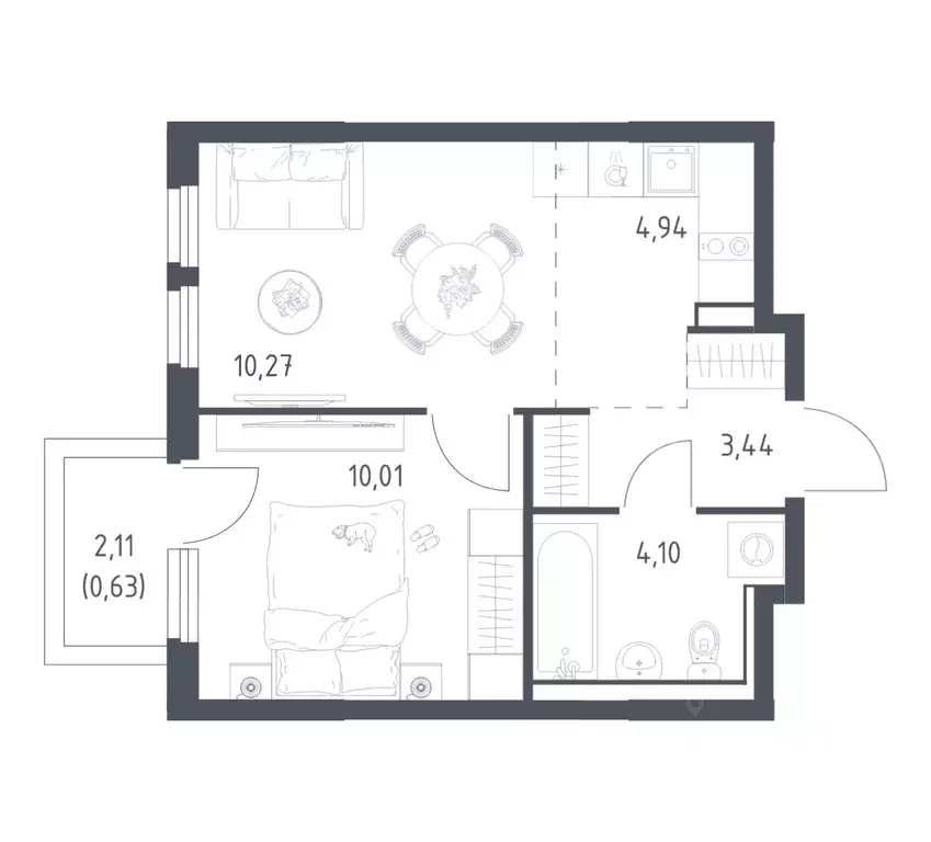 1-к кв. Московская область, Ленинский городской округ, Мисайлово пгт, ... - Фото 1