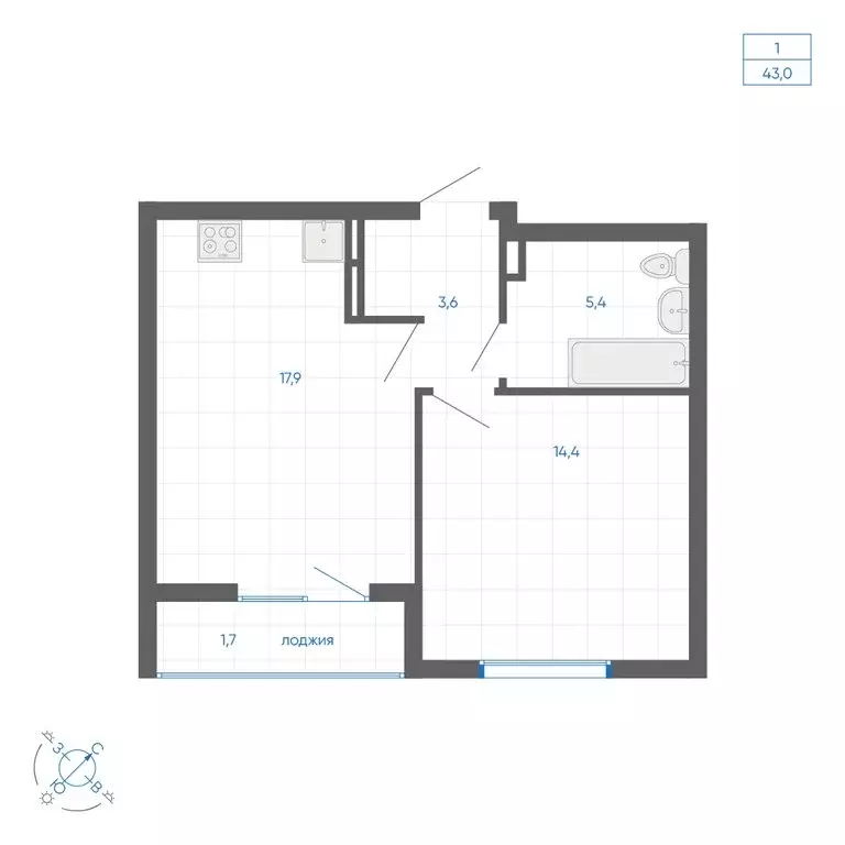 1-комнатная квартира: Екатеринбург, улица Вильгельма де Геннина, 59 ... - Фото 1