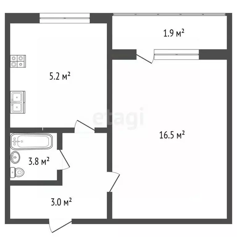 1-к кв. Башкортостан, Стерлитамак Братская ул., 1 (30.4 м) - Фото 1