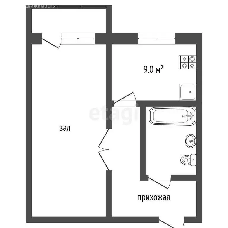 1-комнатная квартира: Прокопьевск, Кустарная улица, 22 (31 м) - Фото 1