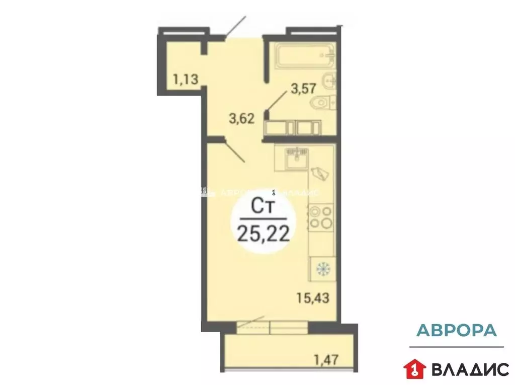 Квартира-студия: Магнитогорск, проспект Ленина, 114/4 (25.22 м) - Фото 0