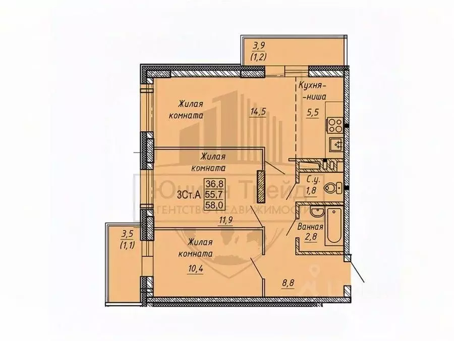 3-к кв. Новосибирская область, Новосибирск Родники мкр, ул. Михаила ... - Фото 2