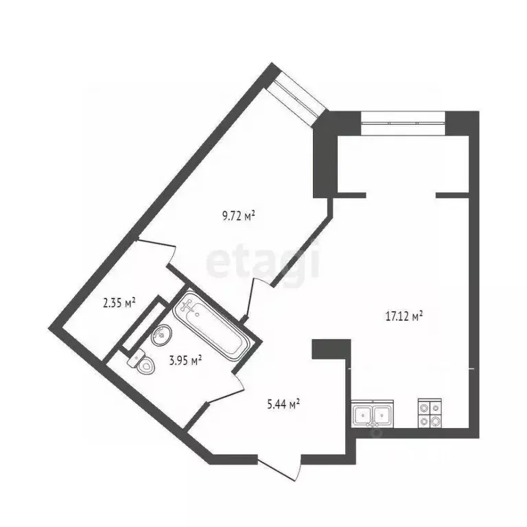 1-к кв. Тюменская область, Тюмень ул. Первооткрывателей, 10 (38.6 м) - Фото 1