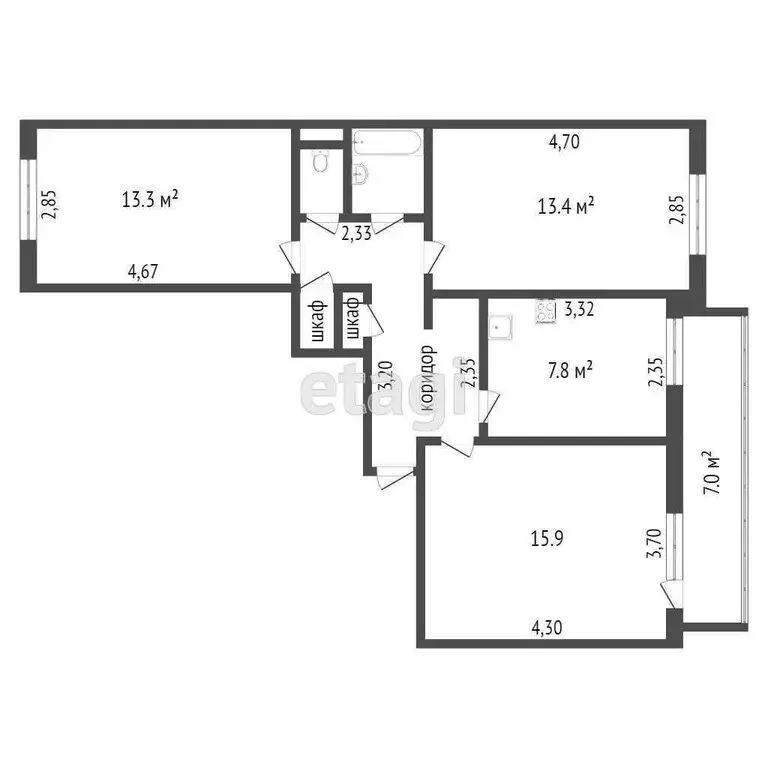 3-комнатная квартира: Улан-Удэ, улица Антонова, 26 (67 м) - Фото 1