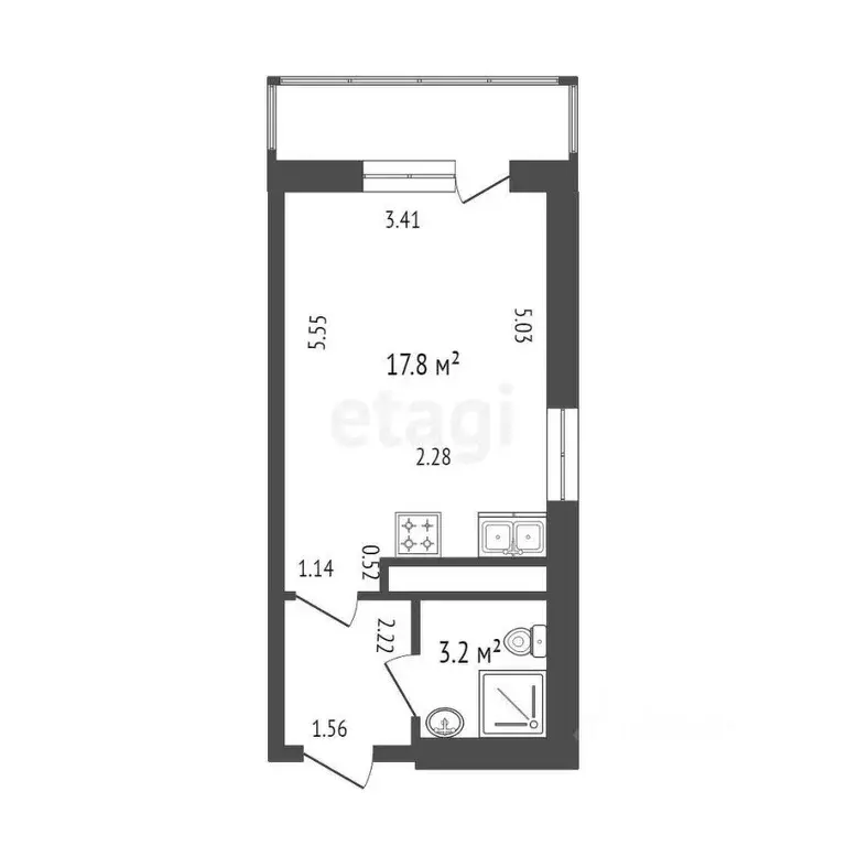 Студия Санкт-Петербург ул. Верхне-Каменская, 11к1 (24.5 м) - Фото 1