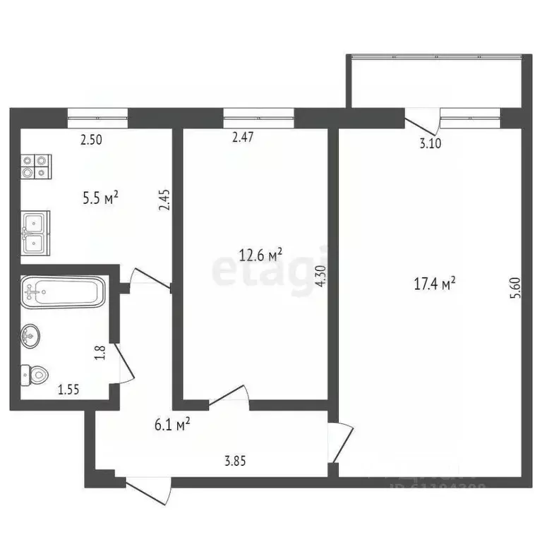 2-к кв. Мордовия, Саранск ул. Марины Расковой, 20 (42.5 м) - Фото 1