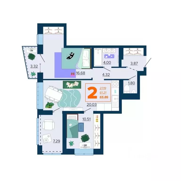 2-к кв. Брянская область, Брянск Московский мкр, Микрорайон Акватория ... - Фото 1