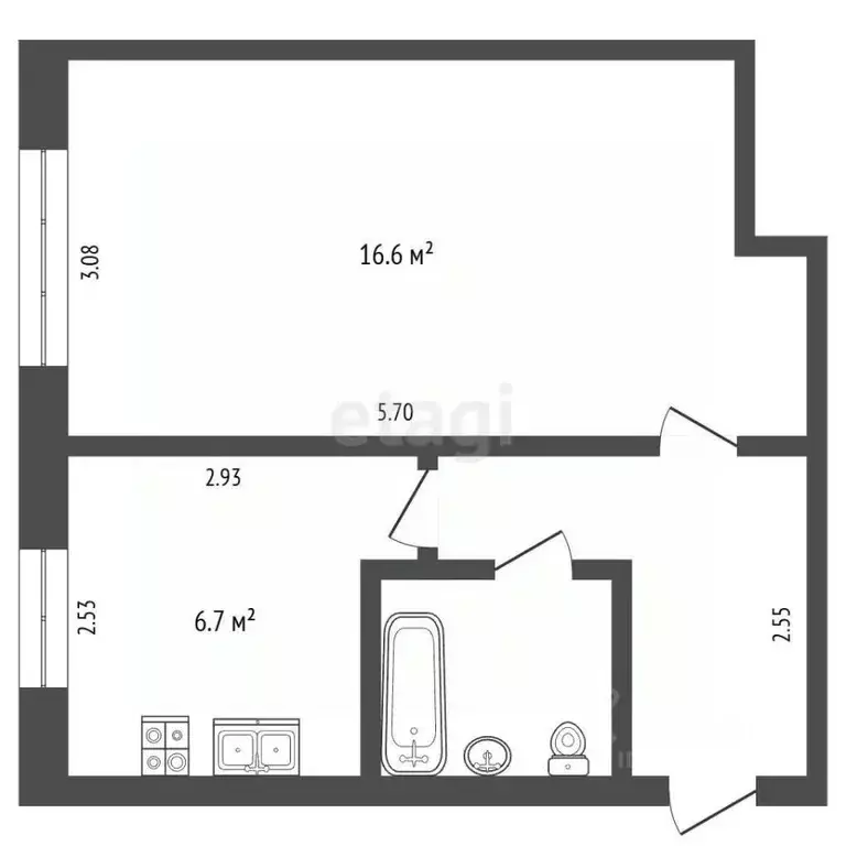 1-к кв. Вологодская область, Вологда Тепличный мкр, 7 (30.8 м) - Фото 2