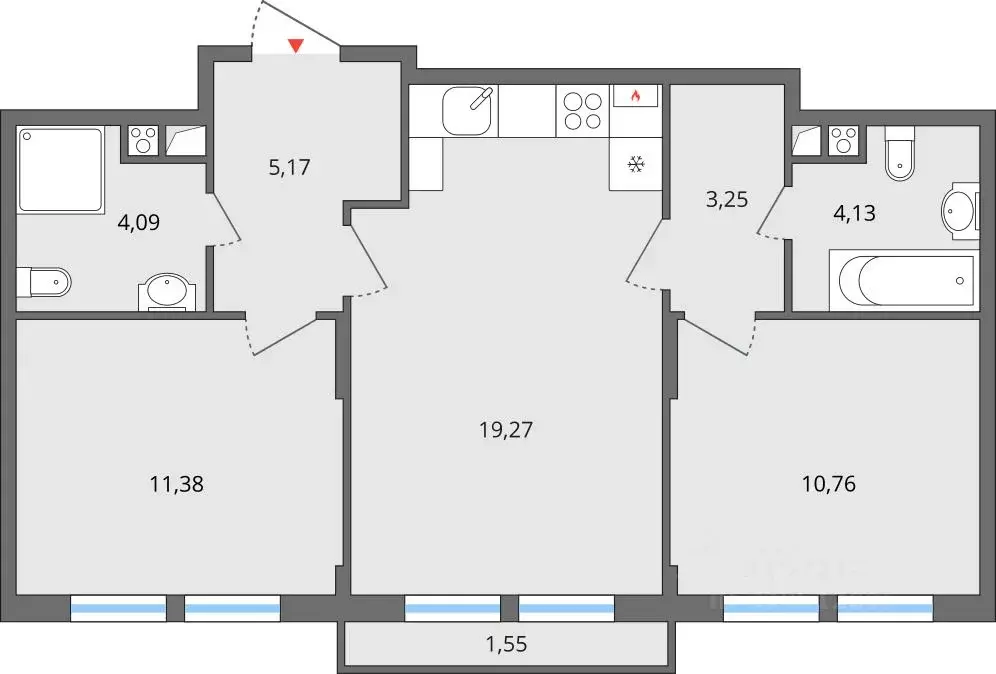 3-к кв. Липецкая область, Елец Радиотехническая ул., 11с1 (58.1 м) - Фото 1