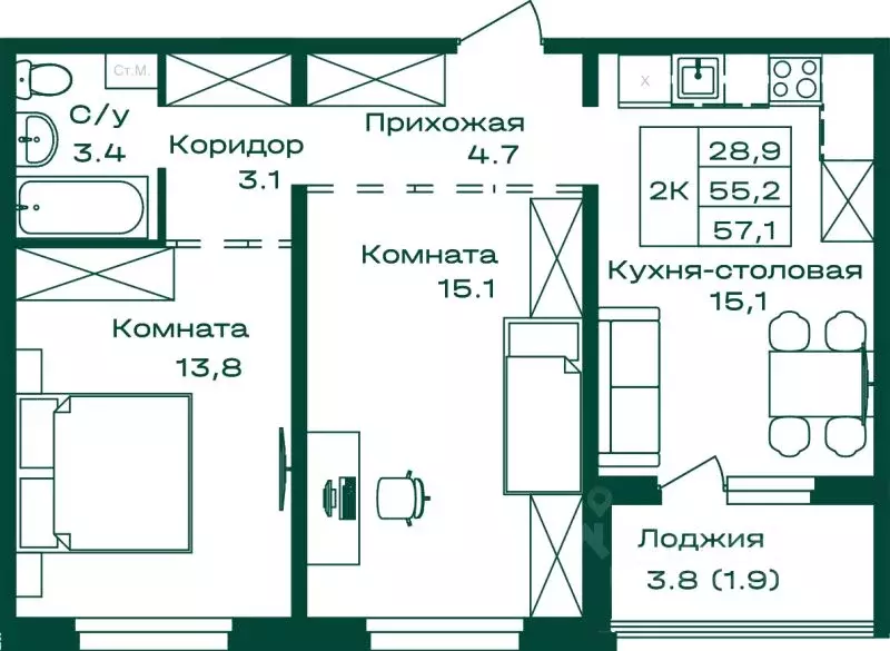 2-к кв. Алтай, Майминский район, с. Майма Алтайская ул., 2к6 (57.1 м) - Фото 1