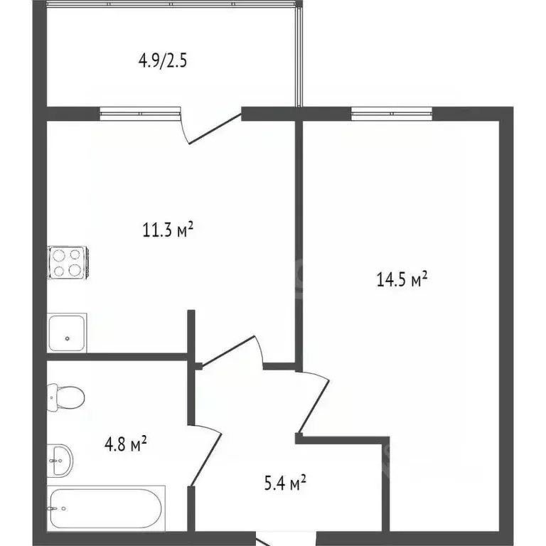 Студия Кемеровская область, Кемерово просп. Шахтеров, 101А (42.3 м) - Фото 2