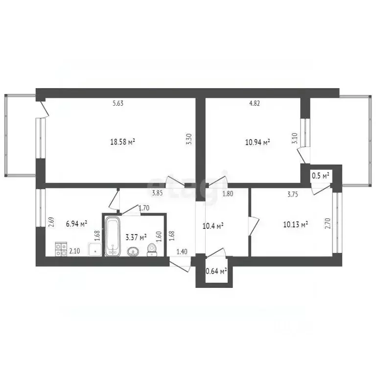 3-к кв. Крым, Красноперекопск 10-й мкр, 3 (65.6 м) - Фото 0