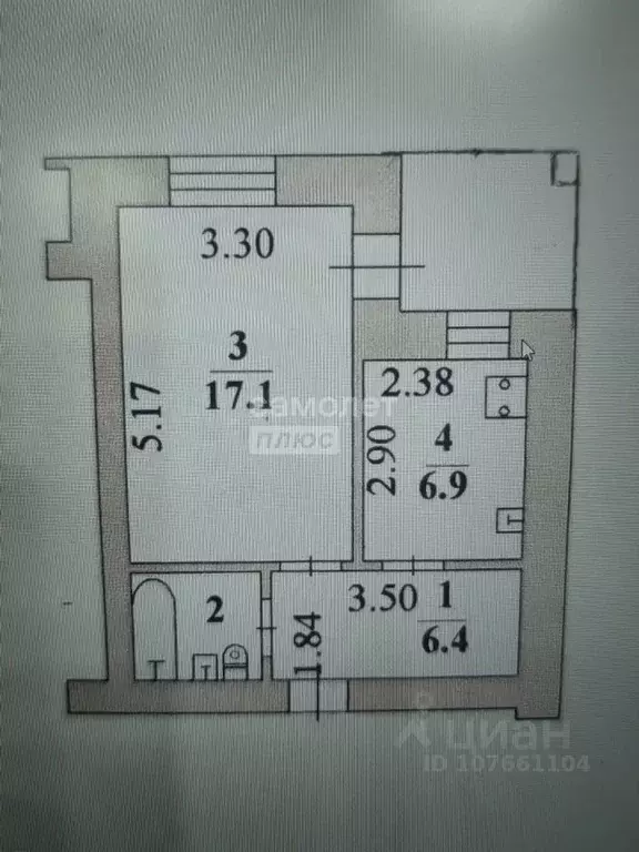 1-к кв. Липецкая область, Липецк Московская ул., 111 (34.0 м) - Фото 2