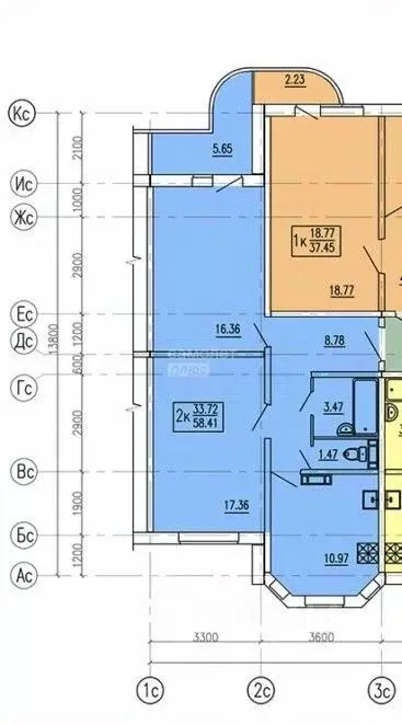 2-к кв. Курская область, Курск просп. Анатолия Дериглазова, 51 (58.4 ... - Фото 2