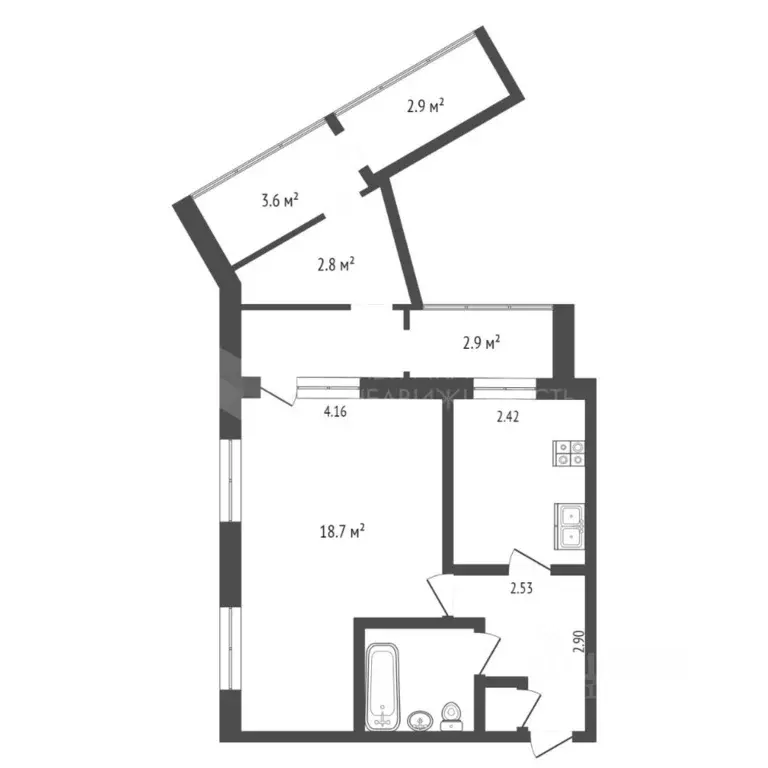 1-к кв. Тюменская область, Тюмень ул. Щербакова, 86А (36.1 м) - Фото 1