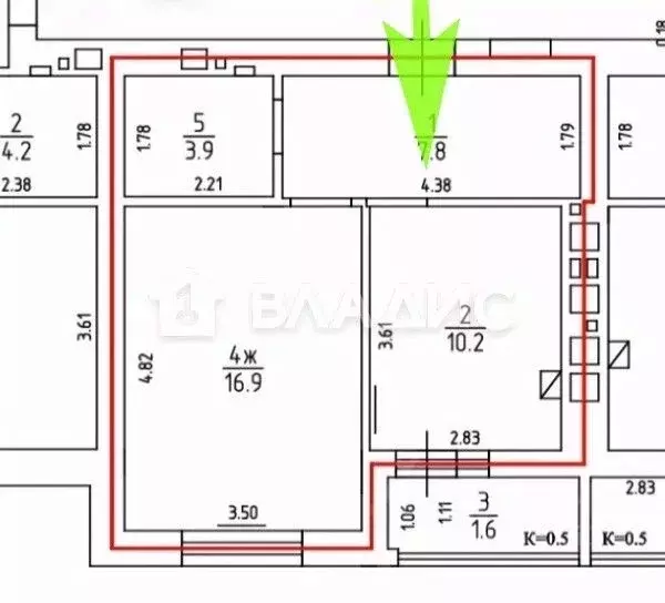 1-к кв. Калининградская область, Зеленоградск ул. Тургенева, 16А (38.8 ... - Фото 2