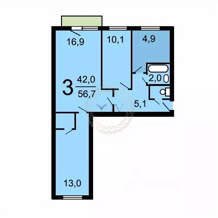 3-к кв. Москва Тушинская ул., 11 (56.0 м) - Фото 1