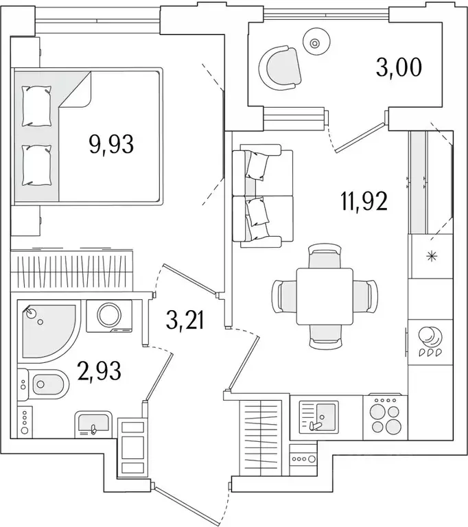 1-к кв. Санкт-Петербург Гранат жилой комплекс (29.49 м) - Фото 1