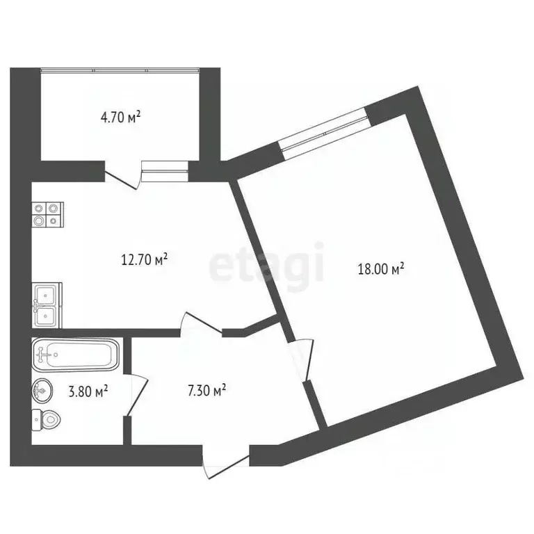 1-к кв. Костромская область, Кострома ул. Евгения Ермакова, 1к2 (41.8 ... - Фото 0