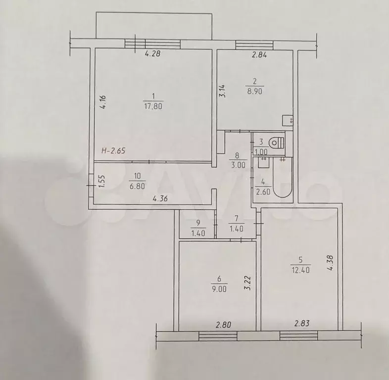 3-к. квартира, 64,3 м, 4/5 эт. - Фото 0