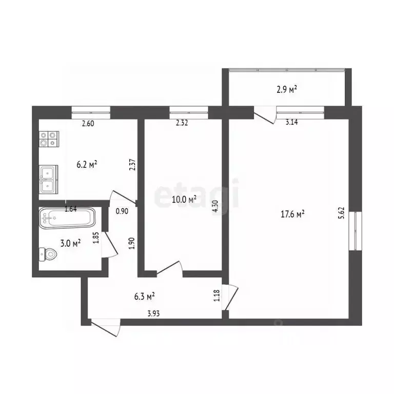 2-к кв. Самарская область, Самара Каховская ул., 49 (42.3 м) - Фото 2